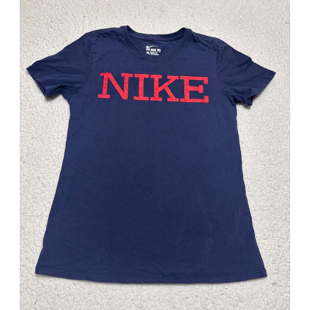 Nike Mens T-shirt Graphic Tee Size M Navy Blue Athletic Cut The Nike Tee Solid
